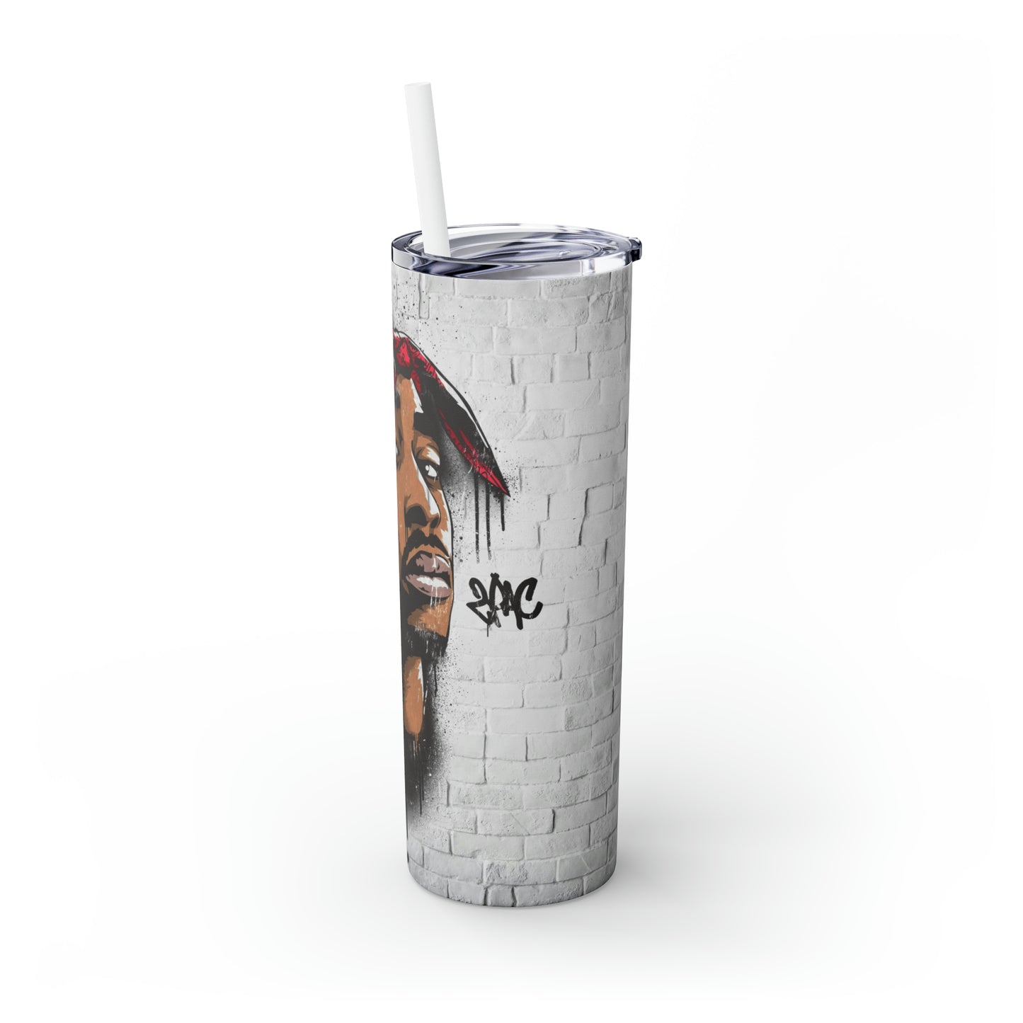 Tupac Skinny Tumbler with Straw, 20oz