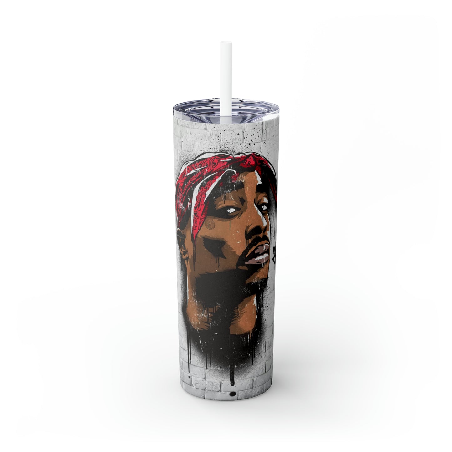 Tupac Skinny Tumbler with Straw, 20oz
