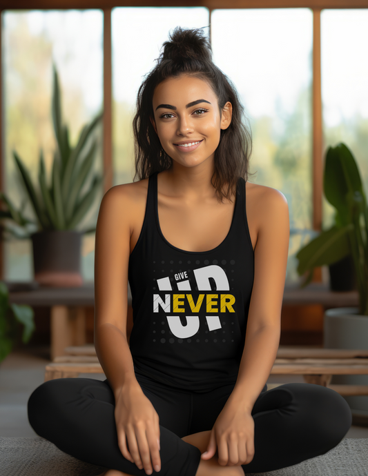 Never give up Unisex Jersey Tank