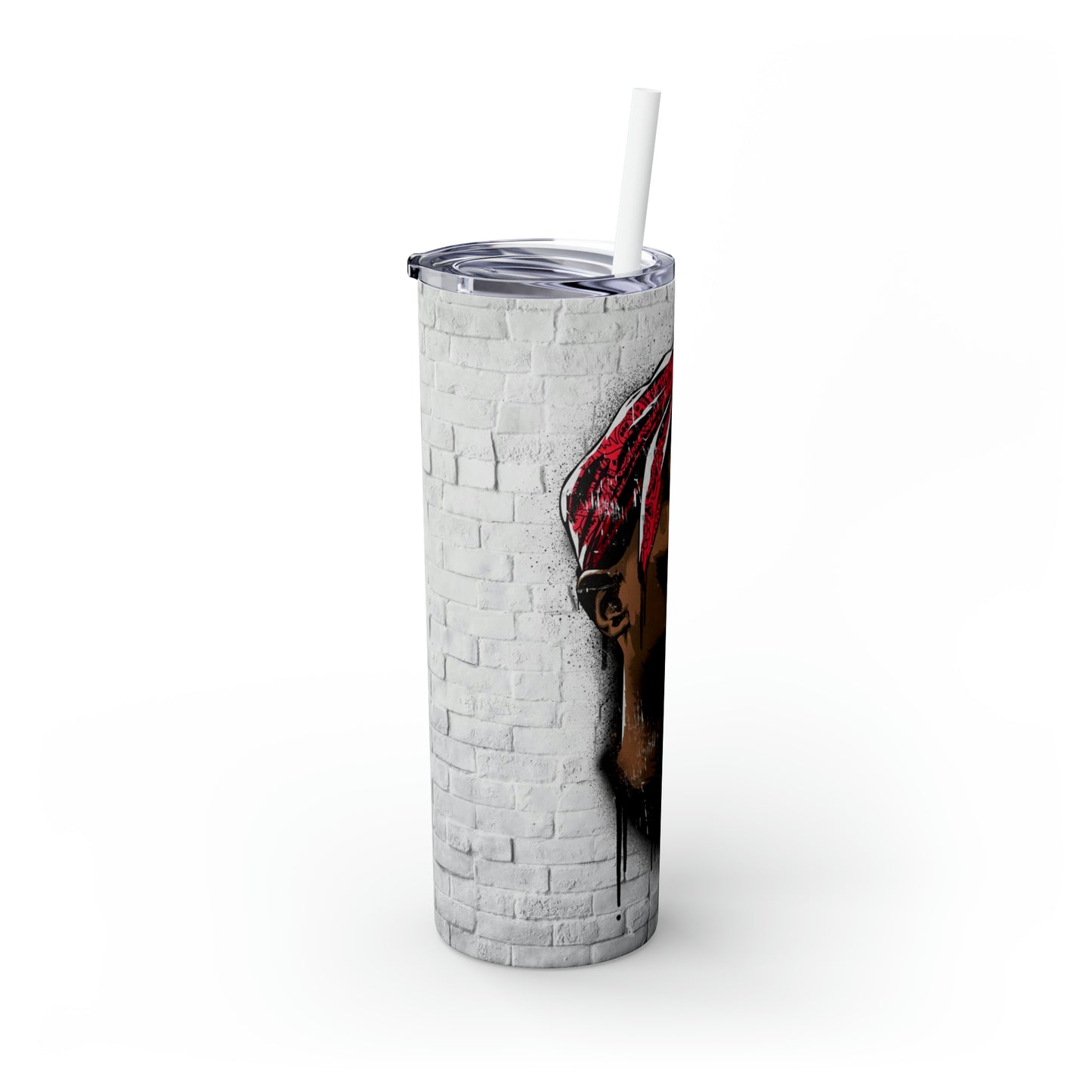 Tupac  Skinny Tumbler with Straw, 20oz